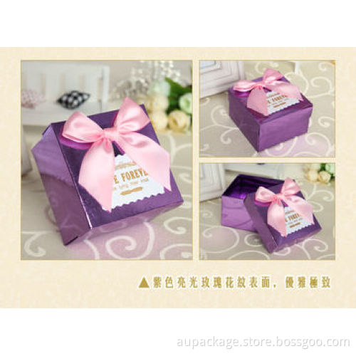 Gift Box with Bow, Made of Glossy Gold Foil Paper, Suitable for Gift/Candy Package